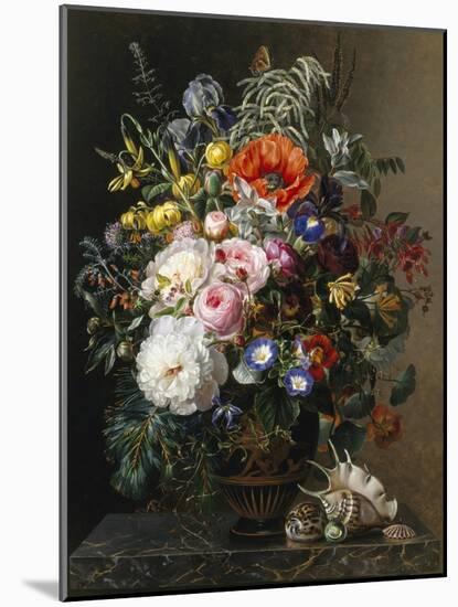 Poppy, Peonies, Roses and Naturtiums in a Greek Vase-Johan Laurentz Jensen-Mounted Giclee Print