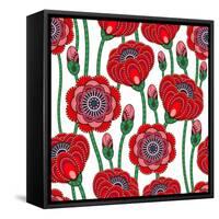 Poppy Seamless Pattern. Beautiful Vector.-julietarts-Framed Stretched Canvas