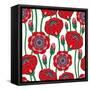 Poppy Seamless Pattern. Beautiful Vector.-julietarts-Framed Stretched Canvas
