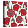 Poppy Seamless Pattern. Beautiful Vector.-julietarts-Stretched Canvas