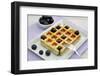 Poppy Seed Waffles with Ice Cream and Blueberries-ALein-Framed Photographic Print