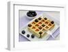 Poppy Seed Waffles with Ice Cream and Blueberries-ALein-Framed Photographic Print