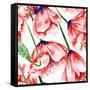 Poppy Watercolor Pattern-kisika-Framed Stretched Canvas