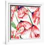 Poppy Watercolor Pattern-kisika-Framed Art Print