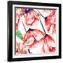 Poppy Watercolor Pattern-kisika-Framed Art Print