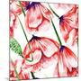 Poppy Watercolor Pattern-kisika-Mounted Art Print