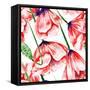 Poppy Watercolor Pattern-kisika-Framed Stretched Canvas