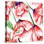 Poppy Watercolor Pattern-kisika-Stretched Canvas