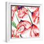 Poppy Watercolor Pattern-kisika-Framed Art Print