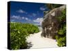 Popular Anse Source D'Agent White Sand Beach, Island of La Digue, Seychelles-Cindy Miller Hopkins-Stretched Canvas