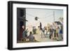 Popular Game of Pail, Watercolor, Italy, 19th Century-null-Framed Giclee Print