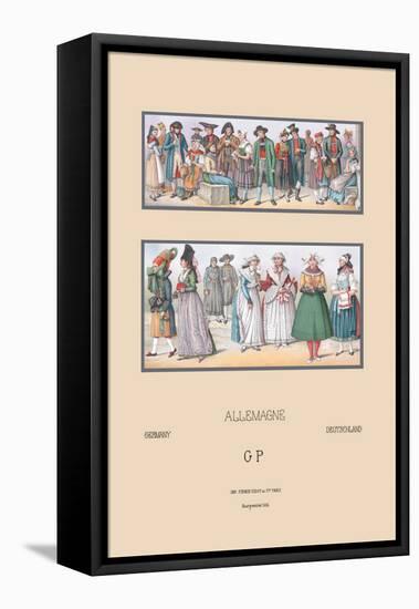 Popular Saxon and Bavarian Costumes-Racinet-Framed Stretched Canvas