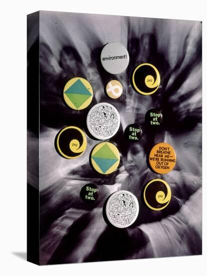 Population Control Buttons from the Zero Population Growth Movement at Ithaca College, NY, 1970-Art Rickerby-Stretched Canvas