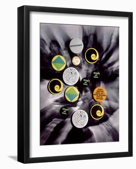 Population Control Buttons from the Zero Population Growth Movement at Ithaca College, NY, 1970-Art Rickerby-Framed Photographic Print