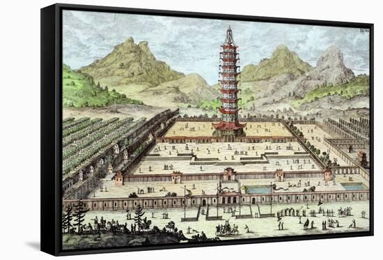 Porcelain Tower of Nanking, Plate 12, Entwurf Einer Historischen Architektur, Engraved Delsenbach-Johann Bernhard Fischer Von Erlach-Framed Stretched Canvas
