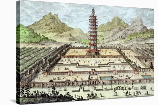 Porcelain Tower of Nanking, Plate 12, Entwurf Einer Historischen Architektur, Engraved Delsenbach-Johann Bernhard Fischer Von Erlach-Stretched Canvas