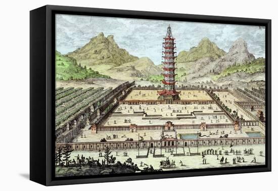 Porcelain Tower of Nanking, Plate 12, Entwurf Einer Historischen Architektur, Engraved Delsenbach-Johann Bernhard Fischer Von Erlach-Framed Stretched Canvas