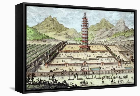 Porcelain Tower of Nanking, Plate 12, Entwurf Einer Historischen Architektur, Engraved Delsenbach-Johann Bernhard Fischer Von Erlach-Framed Stretched Canvas