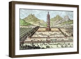 Porcelain Tower of Nanking, Plate 12, Entwurf Einer Historischen Architektur, Engraved Delsenbach-Johann Bernhard Fischer Von Erlach-Framed Giclee Print