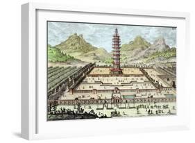 Porcelain Tower of Nanking, Plate 12, Entwurf Einer Historischen Architektur, Engraved Delsenbach-Johann Bernhard Fischer Von Erlach-Framed Giclee Print