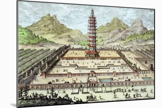 Porcelain Tower of Nanking, Plate 12, Entwurf Einer Historischen Architektur, Engraved Delsenbach-Johann Bernhard Fischer Von Erlach-Mounted Giclee Print