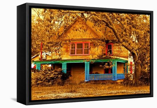 Porch in Blues-Ynon Mabat-Framed Stretched Canvas