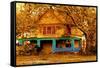 Porch in Blues-Ynon Mabat-Framed Stretched Canvas