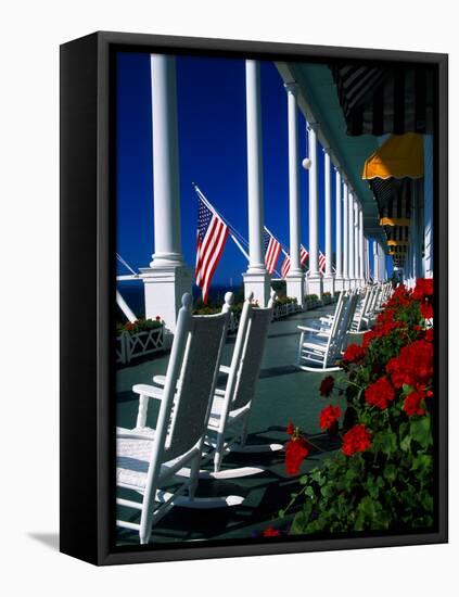 Porch of the Grand Hotel, Mackinac Island, Michigan, USA-null-Framed Stretched Canvas