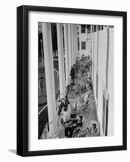 Porch-Sitting, One of Miamians Major Outdoor Sports, White House Hotel-Alfred Eisenstaedt-Framed Photographic Print