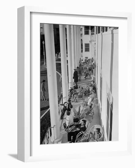 Porch-Sitting, One of Miamians Major Outdoor Sports, White House Hotel-Alfred Eisenstaedt-Framed Photographic Print