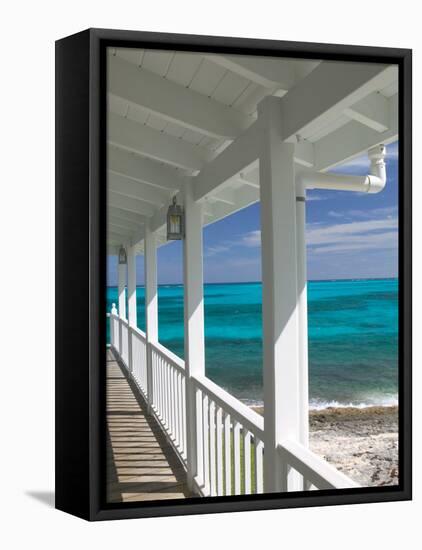 Porch View of the Atlantic Ocean, Loyalist Cays, Abacos, Bahamas-Walter Bibikow-Framed Stretched Canvas