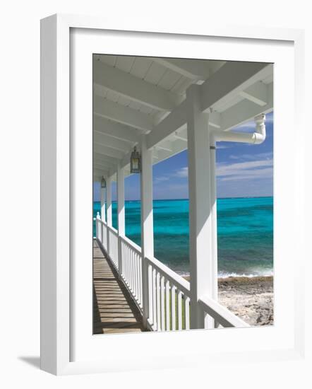 Porch View of the Atlantic Ocean, Loyalist Cays, Abacos, Bahamas-Walter Bibikow-Framed Photographic Print