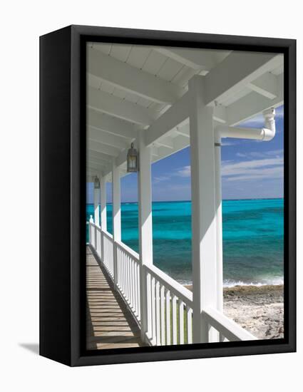 Porch View of the Atlantic Ocean, Loyalist Cays, Abacos, Bahamas-Walter Bibikow-Framed Stretched Canvas