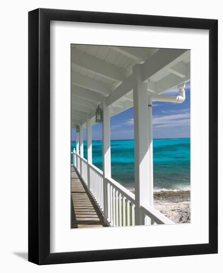 Porch View of the Atlantic Ocean, Loyalist Cays, Abacos, Bahamas-Walter Bibikow-Framed Photographic Print