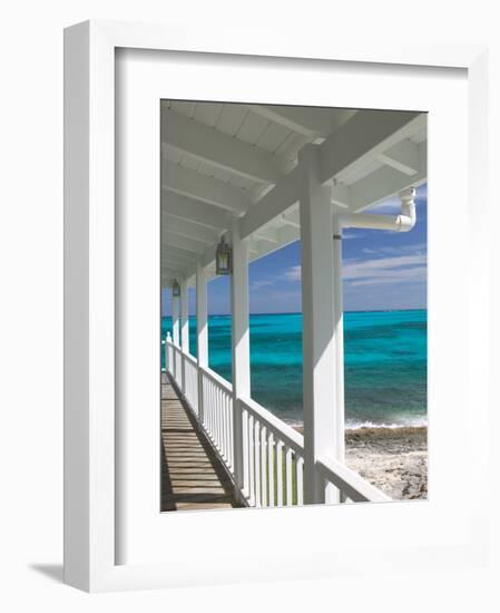 Porch View of the Atlantic Ocean, Loyalist Cays, Abacos, Bahamas-Walter Bibikow-Framed Photographic Print