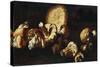 Porcini Mushrooms, Grapes and Figs on a Bank-null-Stretched Canvas