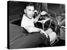 Porfirio Rubirosa at the Wheel of His Italian Race Car, a $17,000 Ferrari Mondial-null-Stretched Canvas