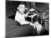 Porfirio Rubirosa at the Wheel of His Italian Race Car, a $17,000 Ferrari Mondial-null-Mounted Photo