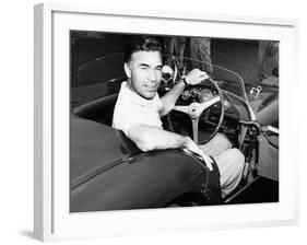 Porfirio Rubirosa at the Wheel of His Italian Race Car, a $17,000 Ferrari Mondial-null-Framed Photo