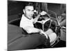 Porfirio Rubirosa at the Wheel of His Italian Race Car, a $17,000 Ferrari Mondial-null-Mounted Photo