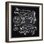 Pork and Beef Cuts - Hand Drawn Set-canicula-Framed Art Print