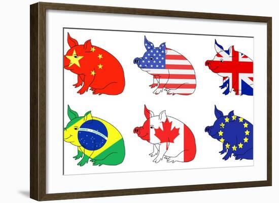 Pork Producing Countries-darrenwhi-Framed Art Print