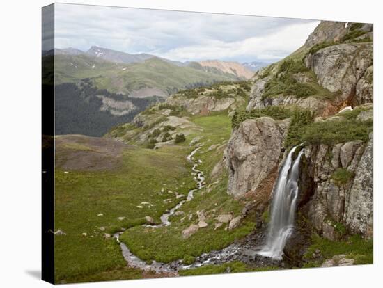 Porphyry Basin and Waterfall, San Juan National Forest, Colorado, USA-James Hager-Stretched Canvas