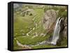 Porphyry Basin Waterfall, San Juan National Forest, Colorado, USA-James Hager-Framed Stretched Canvas