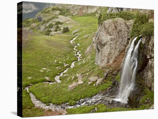 Porphyry Basin Waterfall, San Juan National Forest, Colorado, USA-James Hager-Stretched Canvas