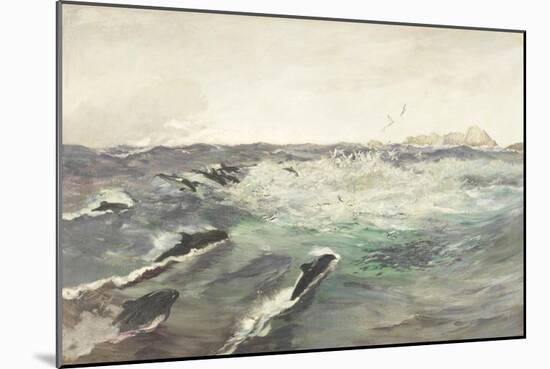 Porpoises Chasing Mackerel-Charles Napier Hemy-Mounted Giclee Print