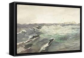 Porpoises Chasing Mackerel-Charles Napier Hemy-Framed Stretched Canvas