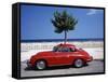 Porsche 356 on the Beach, Altea, Alicante, Costa Blanca, Spain-Walter Bibikow-Framed Stretched Canvas