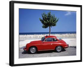 Porsche 356 on the Beach, Altea, Alicante, Costa Blanca, Spain-Walter Bibikow-Framed Photographic Print