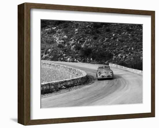 Porsche 356 Taking a Corner in the Monte Carlo Rally, 1954-null-Framed Photographic Print